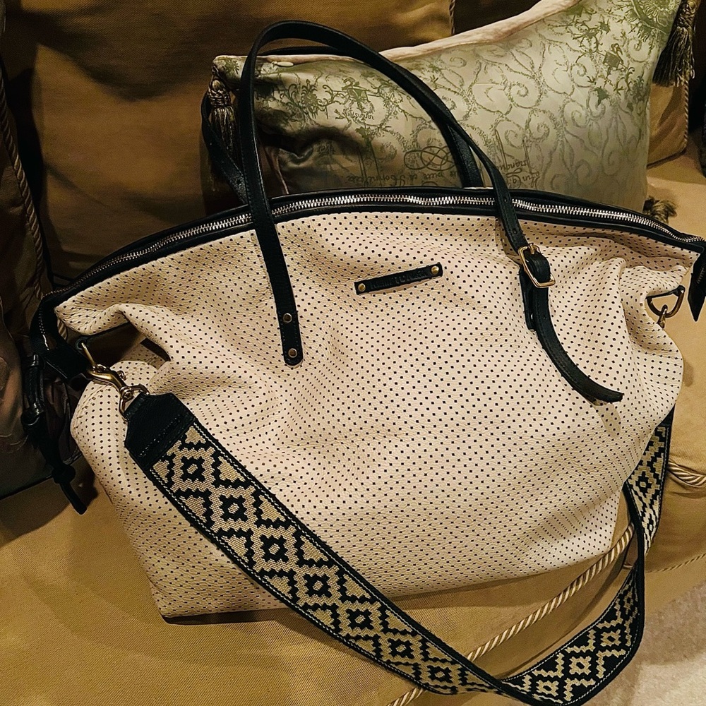 Kempton Square Perforated leather Crossbody Tote w/ Dustbag